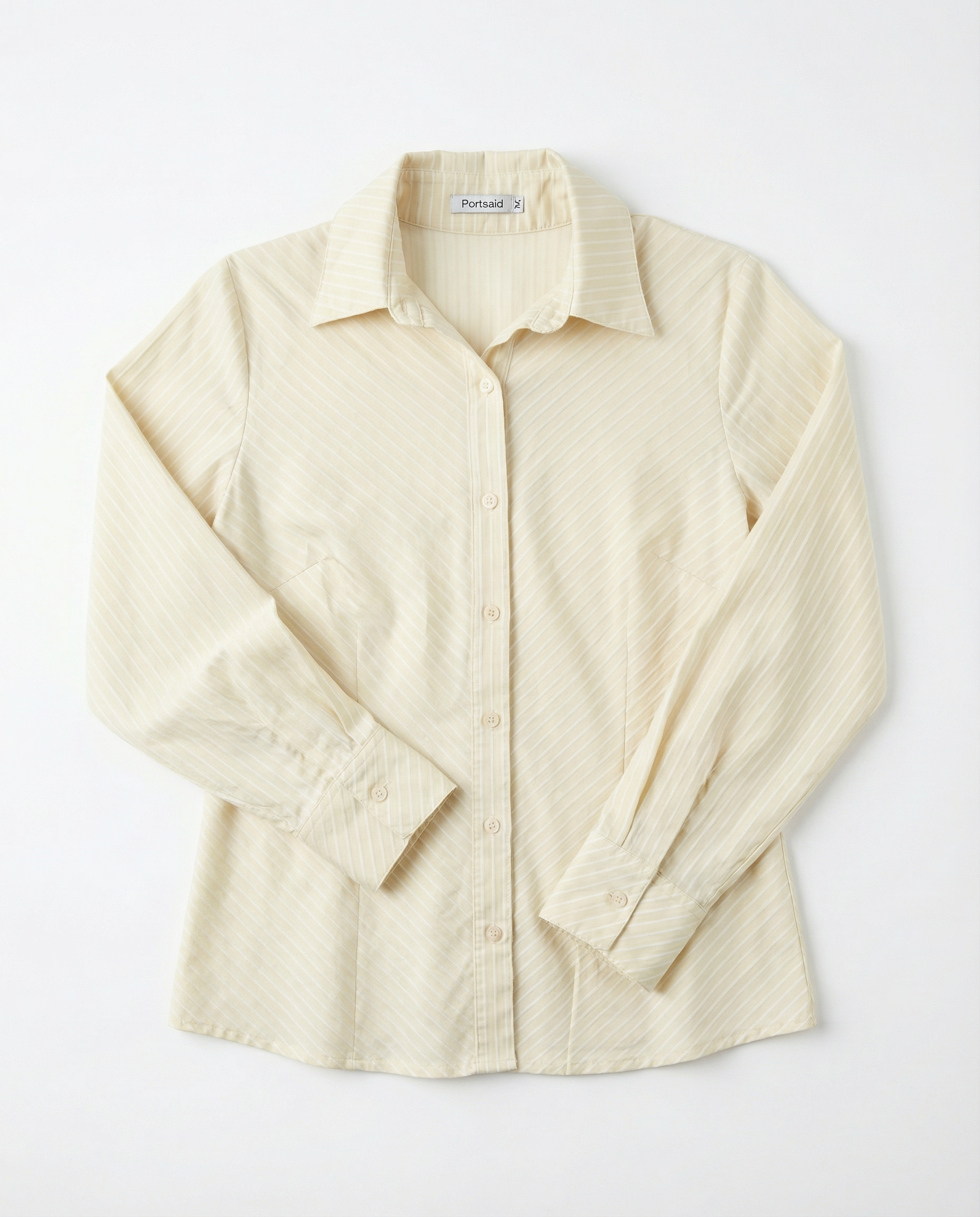 Camisa PORTSAID — Beige con Rayas Tono a Tono