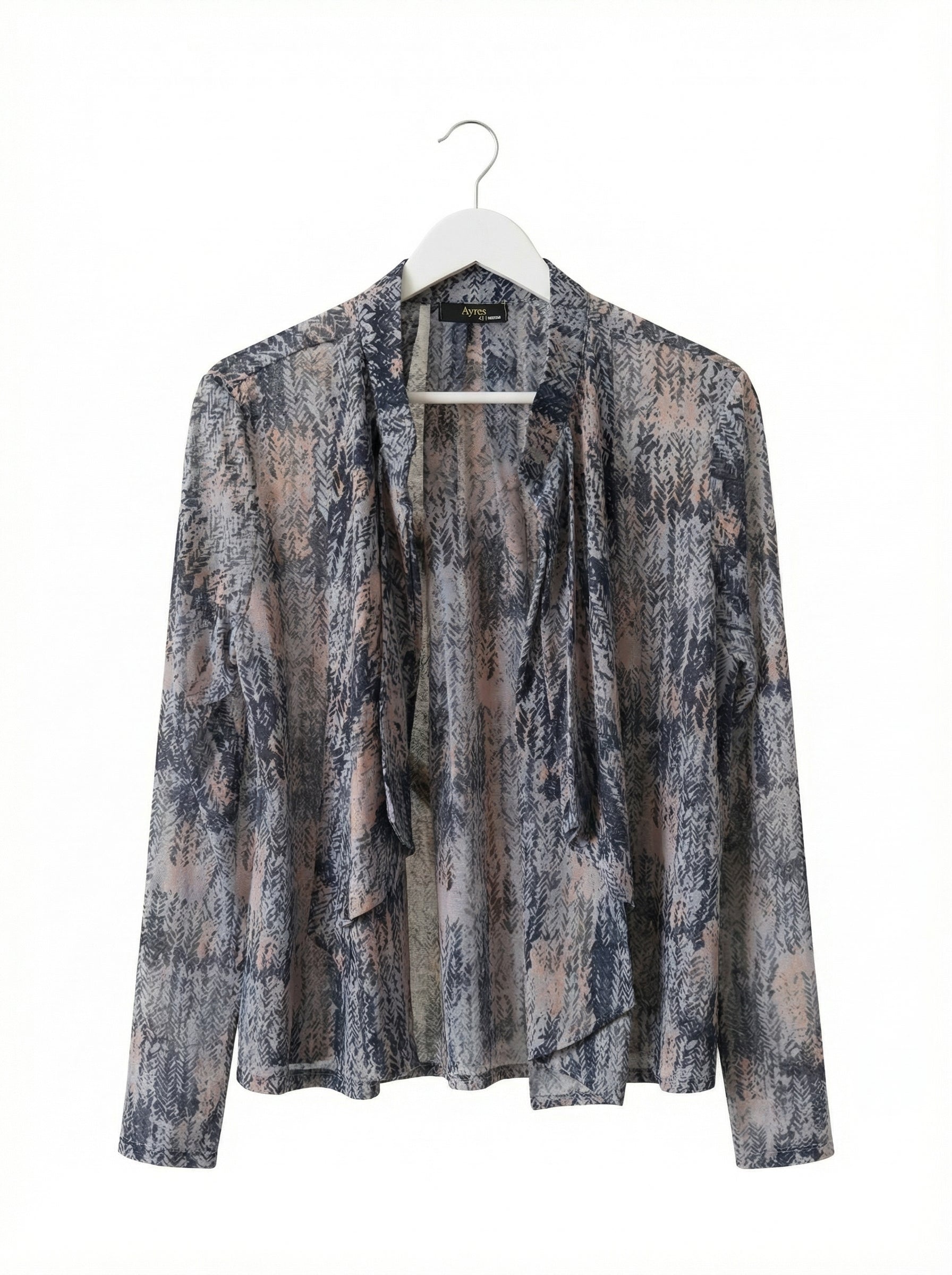 Blusa tipo cardigan abierto estampado Ayres
