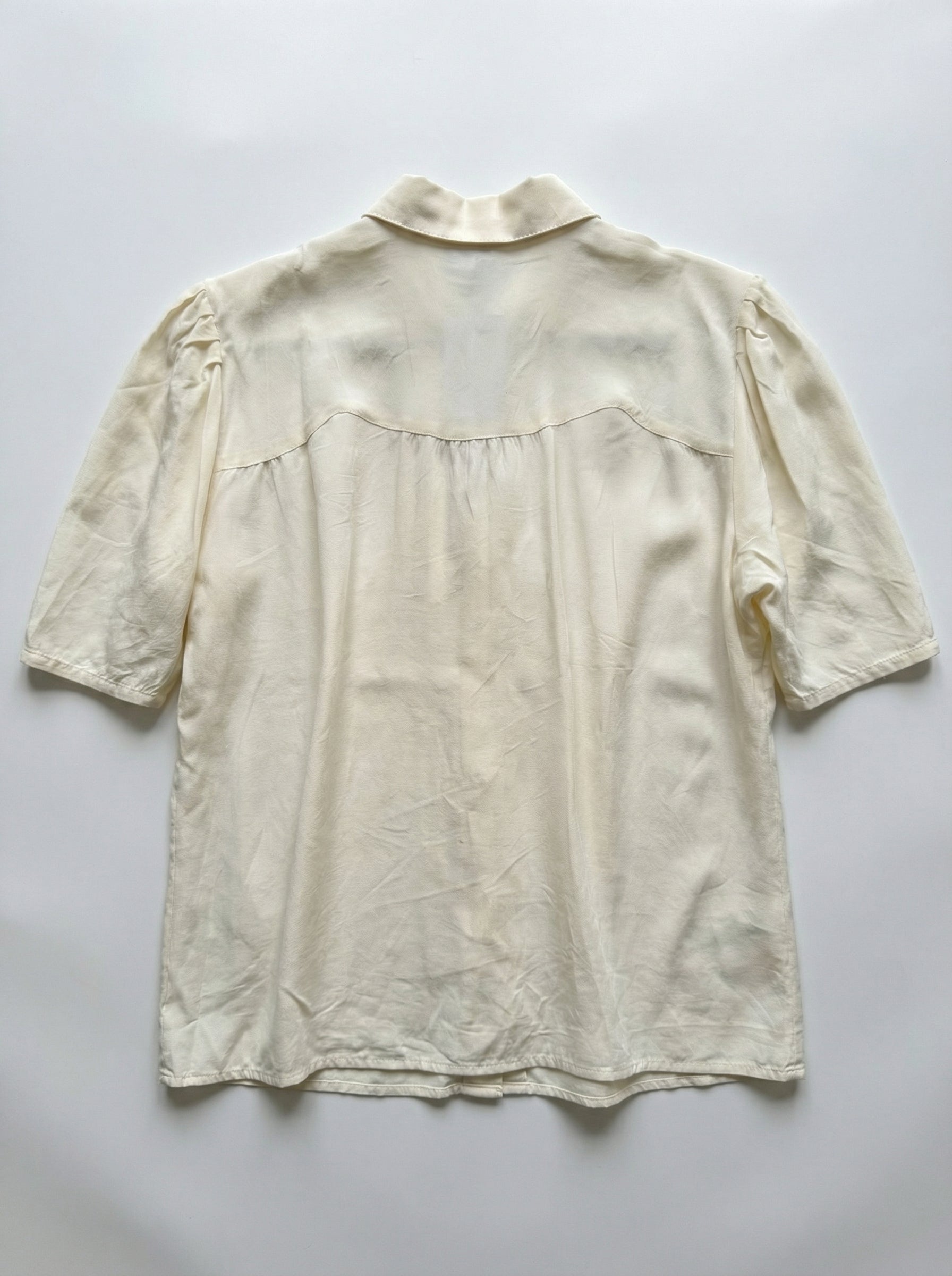 Camisa Vintage manga corta botones perla