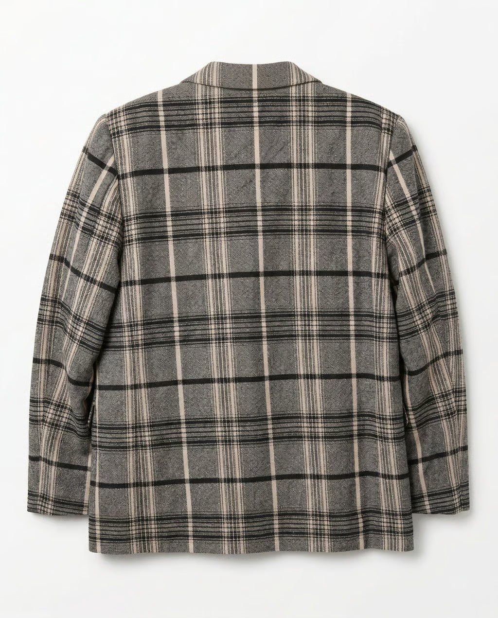 Blazer Vintage 80s/90s — Cuadros Escoceses Gris y Negro con Forro Bordo