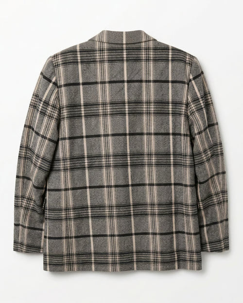 Blazer Vintage 80s/90s — Cuadros Escoceses Gris y Negro con Forro Bordo