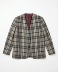 Blazer Vintage 80s/90s — Cuadros Escoceses Gris y Negro con Forro Bordo