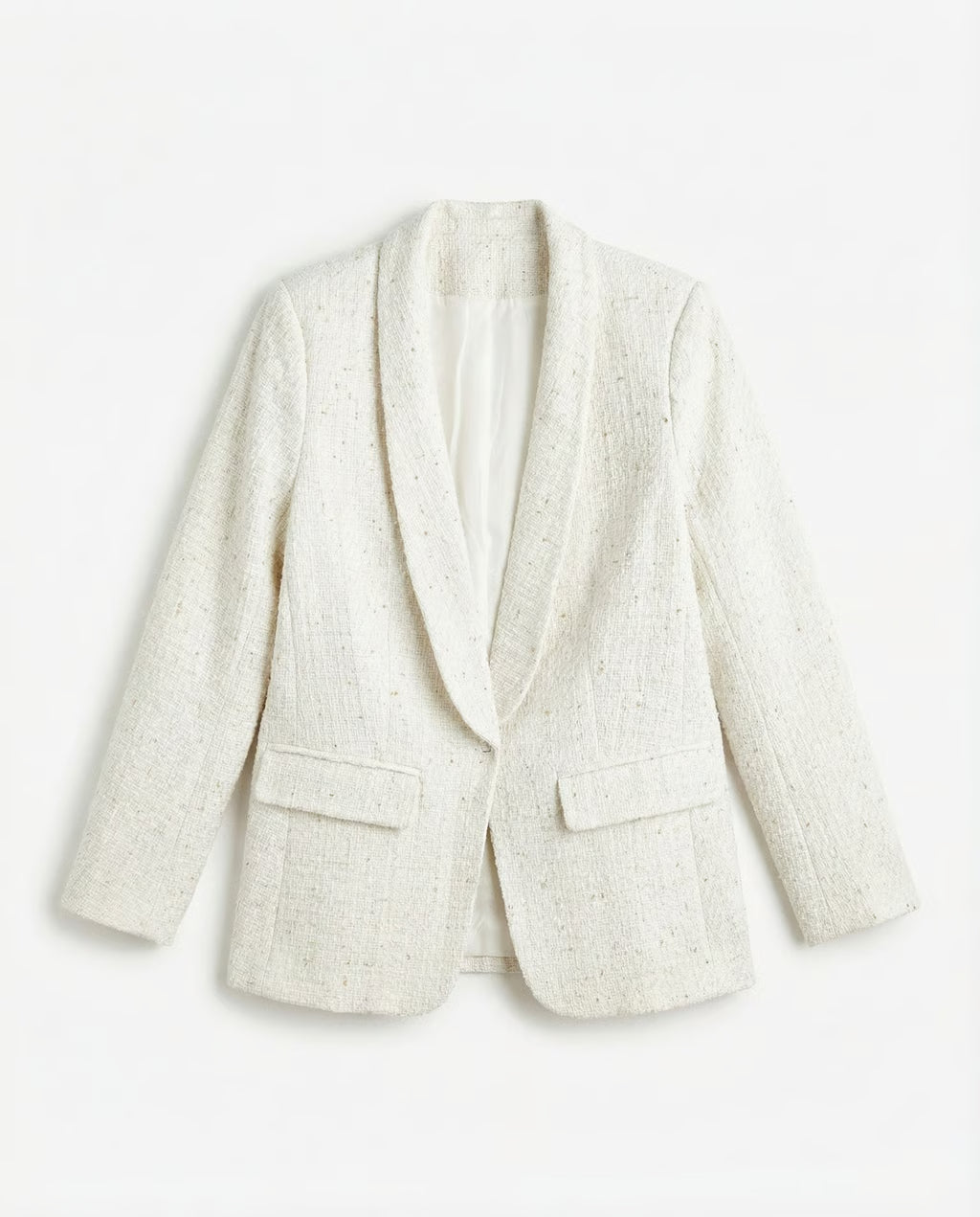 Blazer Tweed con Destellos Lurex — Blanco Crudo