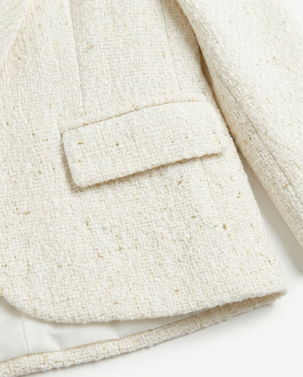 Blazer Tweed con Destellos Lurex — Blanco Crudo