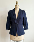 Blazer ORSAY — Azul Marino con Cuello Esmoquin y Manga Fruncida