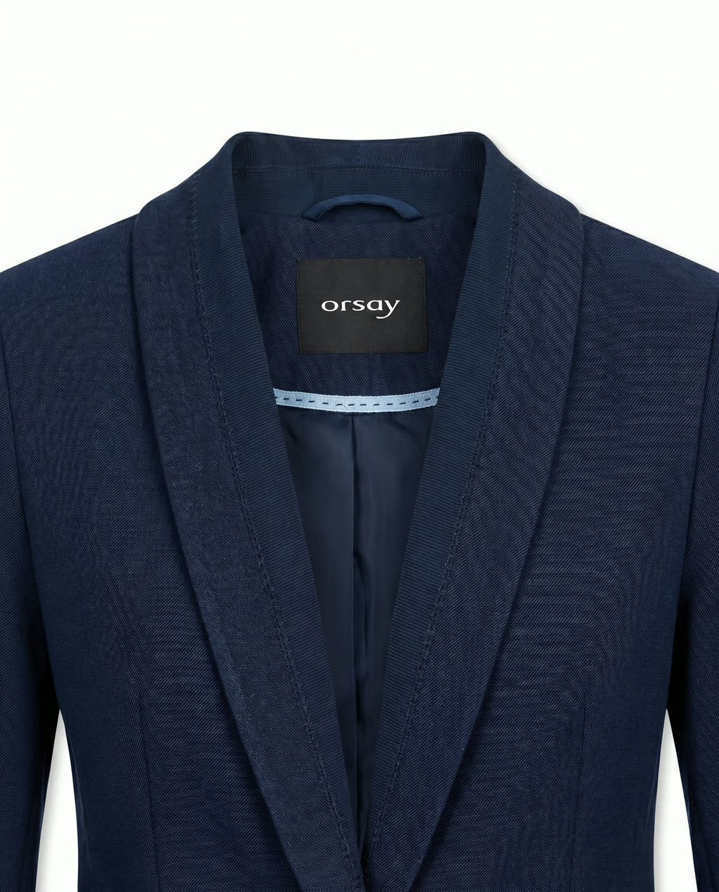 Blazer ORSAY — Azul Marino con Cuello Esmoquin y Manga Fruncida