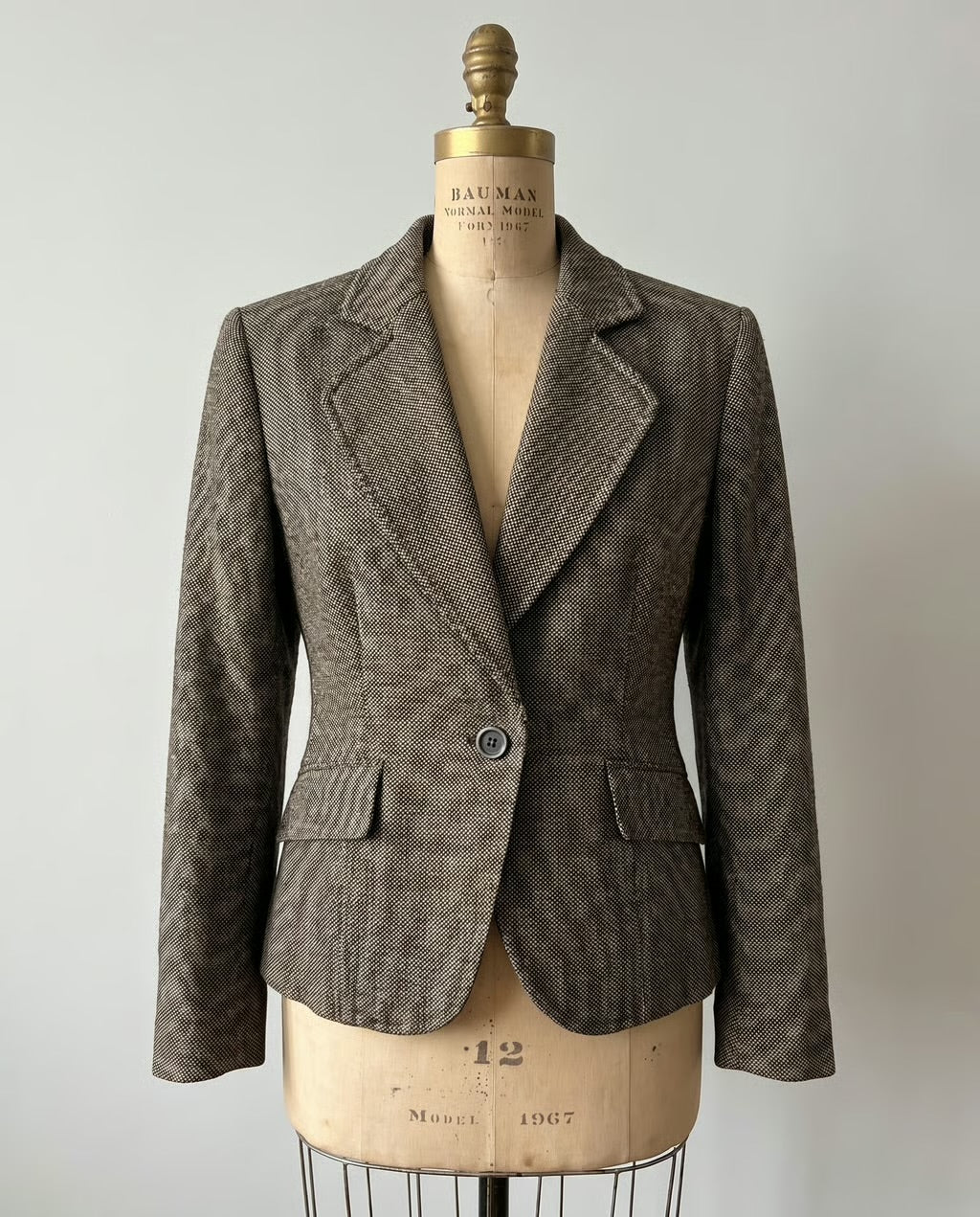 Blazer Zara — Tweed Marrón y Crudo