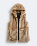 Chaleco ZARA — Pelo Sintético Camel con Capucha