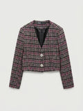 Blazer Tweed Multicolor con Botones de Strass — Zara