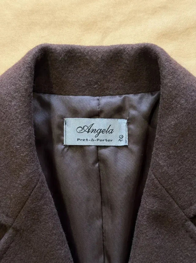 Peacoat de Lana Marrón Chocolate — Angela Prêt-à-Porter