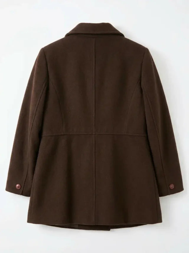 Peacoat de Lana Marrón Chocolate — Angela Prêt-à-Porter