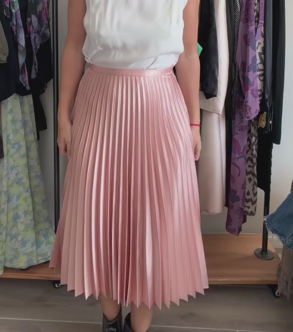 Falda Plisada ZARA — Rosa Metálico
