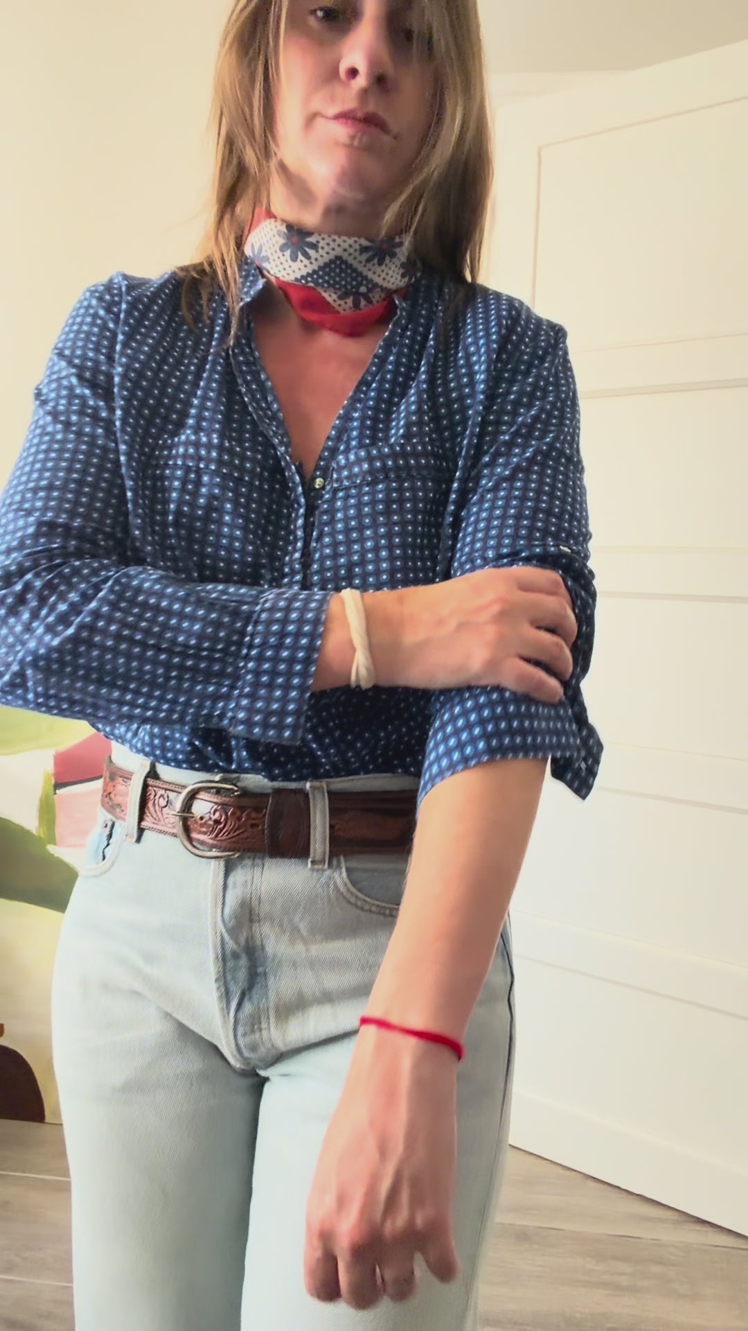Camisa SFERA — Algodón Estampado con Efecto Lavado Azul