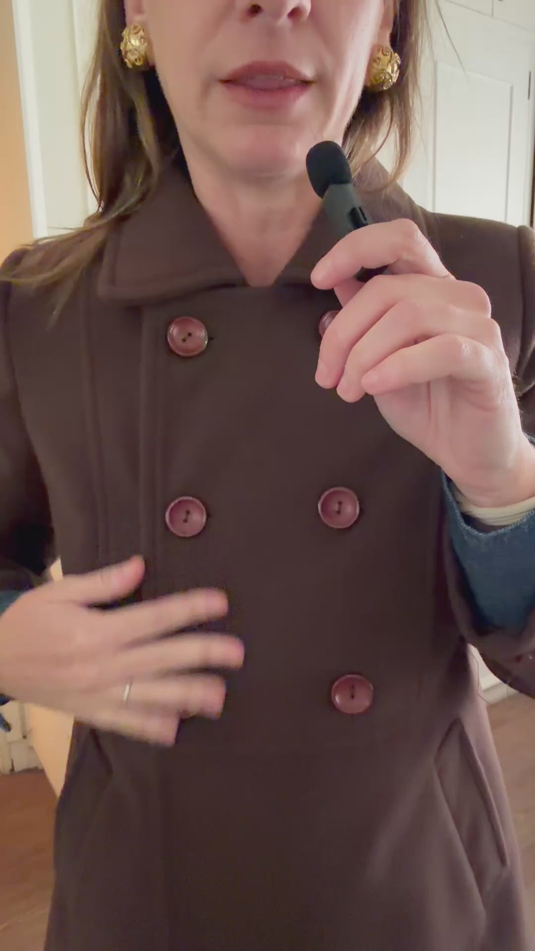 Peacoat de Lana Marrón Chocolate — Angela Prêt-à-Porter