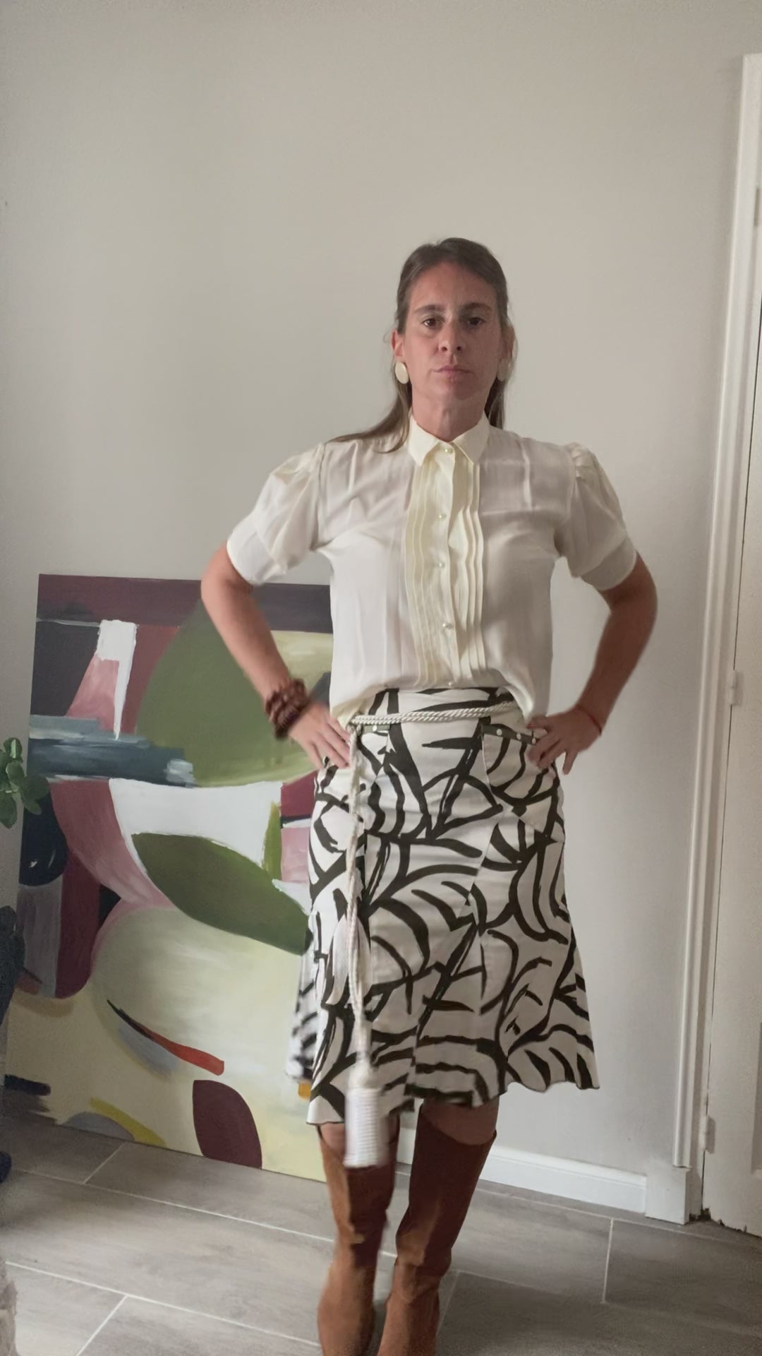 Falda Midi Vintage en Algodón Estampado — Hecha en España